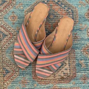 Madewell colored stripe rainbow mule sandal
